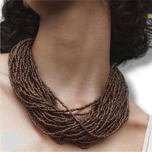Zara Brown Beaded Necklace